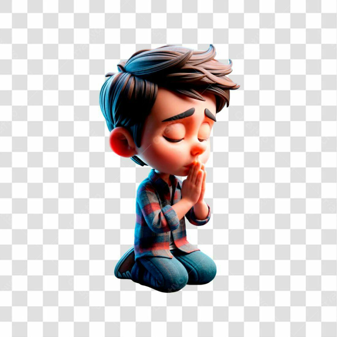 Icone menino orando PNG com fundo transparente
