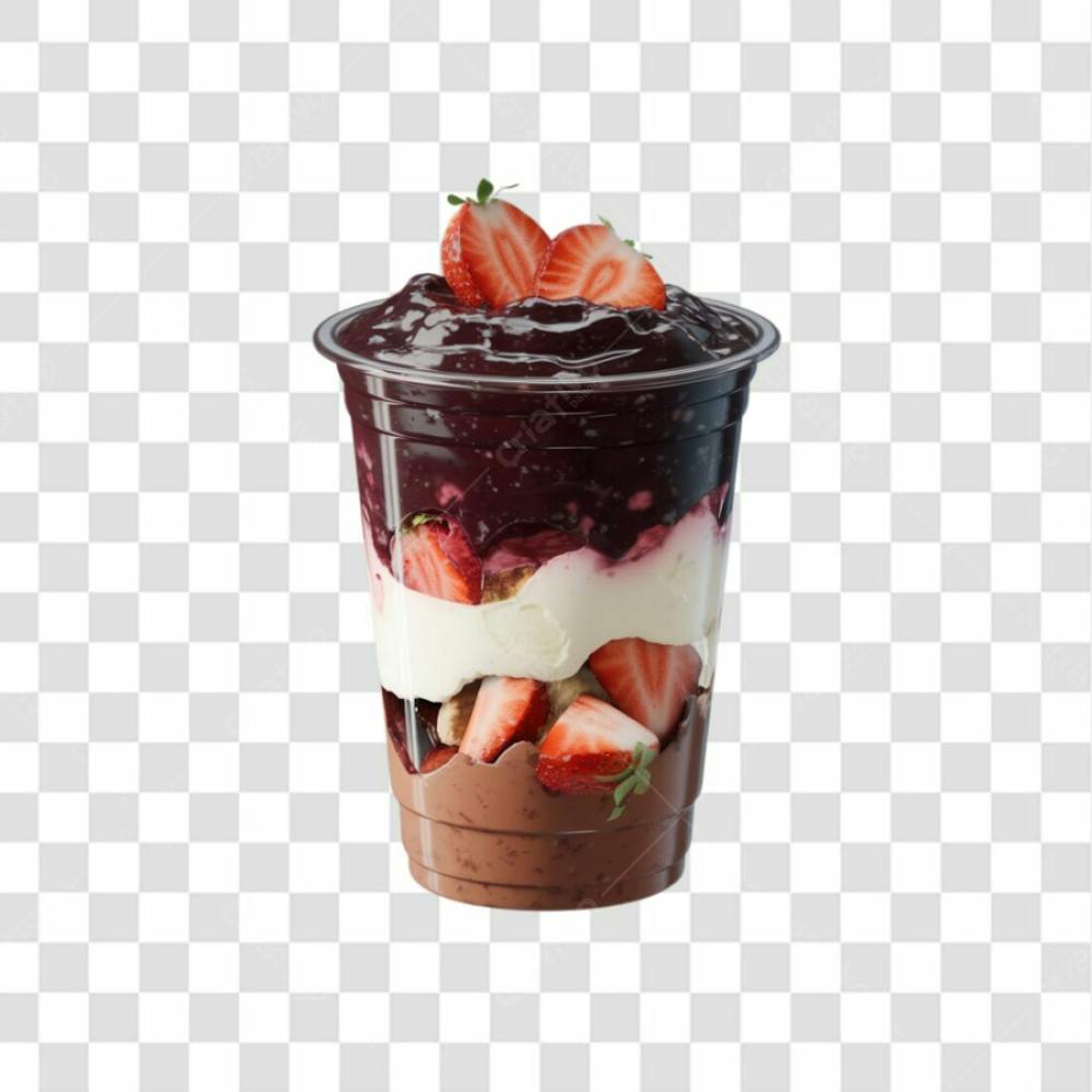 3D Render Copo Açaí Elemento Ícone Psd Png