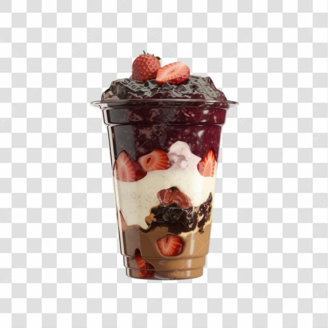 Imagem PNG de Açaí com Morango para Cardápio com fundo transparente