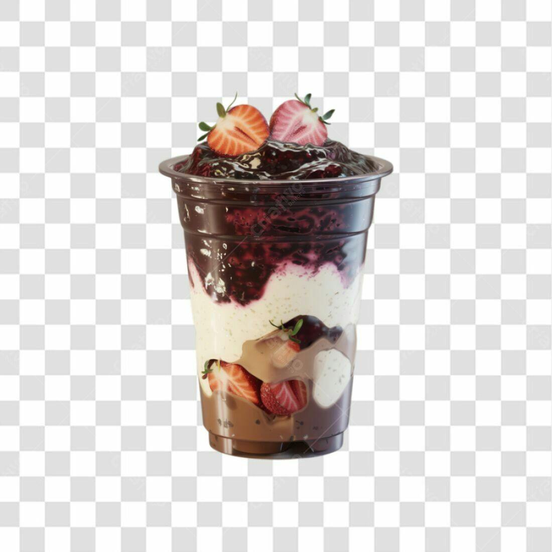 Icone de Açaí com Morango PNG com fundo transparente