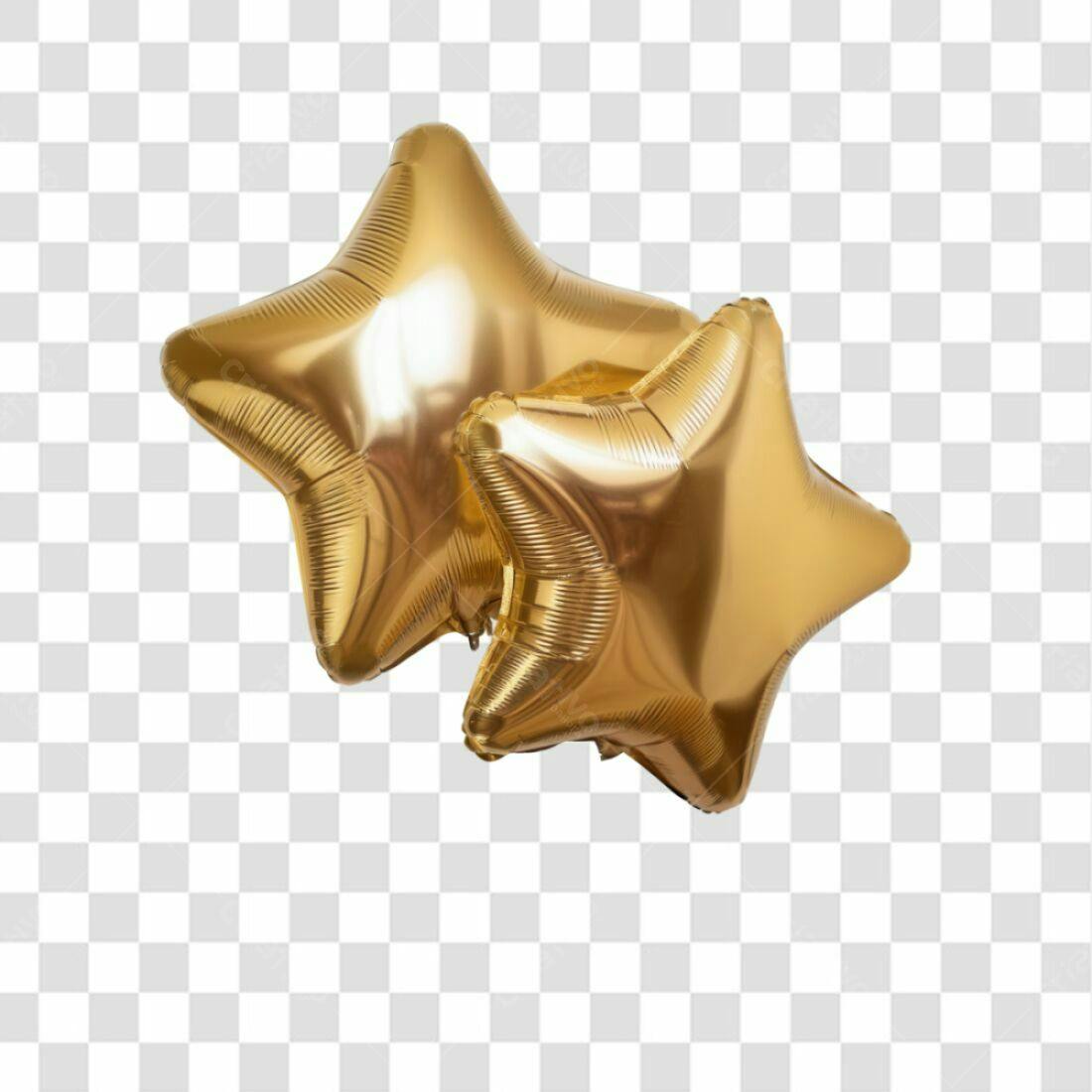 Icone Festa Dourado Balões Estrelas PNG com fundo transparente