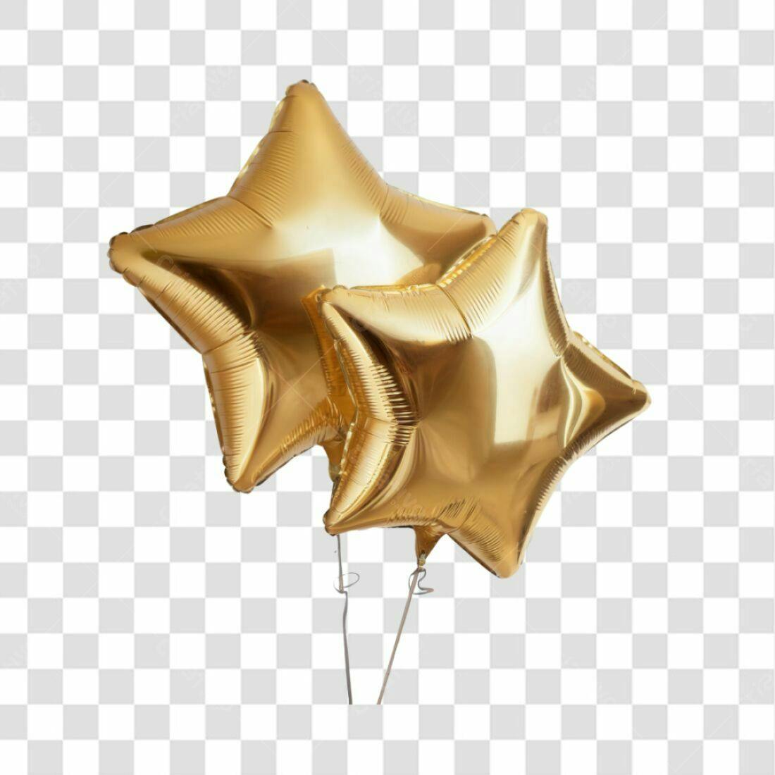 Icone Festa Dourada Balões Estrelas PNG com fundo transparente