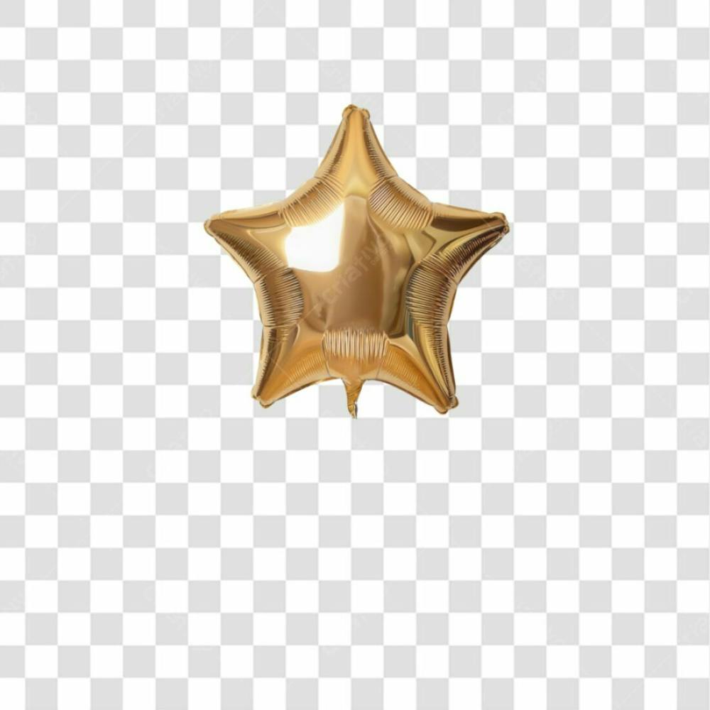 3D Render Balão Metalizado Estrela Dourado Elemento Ícone Psd Png