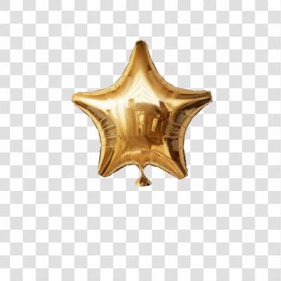 3D Render Balão Metalizado Estrela Dourado Elemento Ícone Psd Png