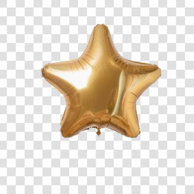 3D Render Balão Metalizado Estrela Dourado Elemento Ícone Psd Png