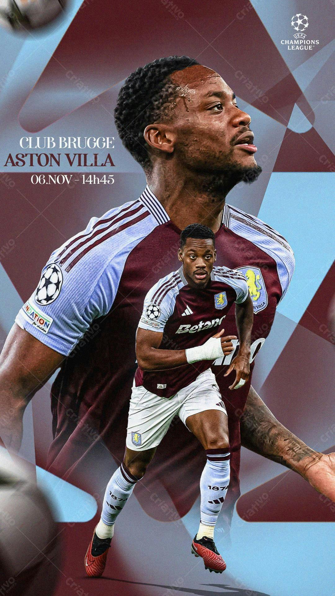 Poster para Jogo Aston Villa x Club Brugge PSD Editável