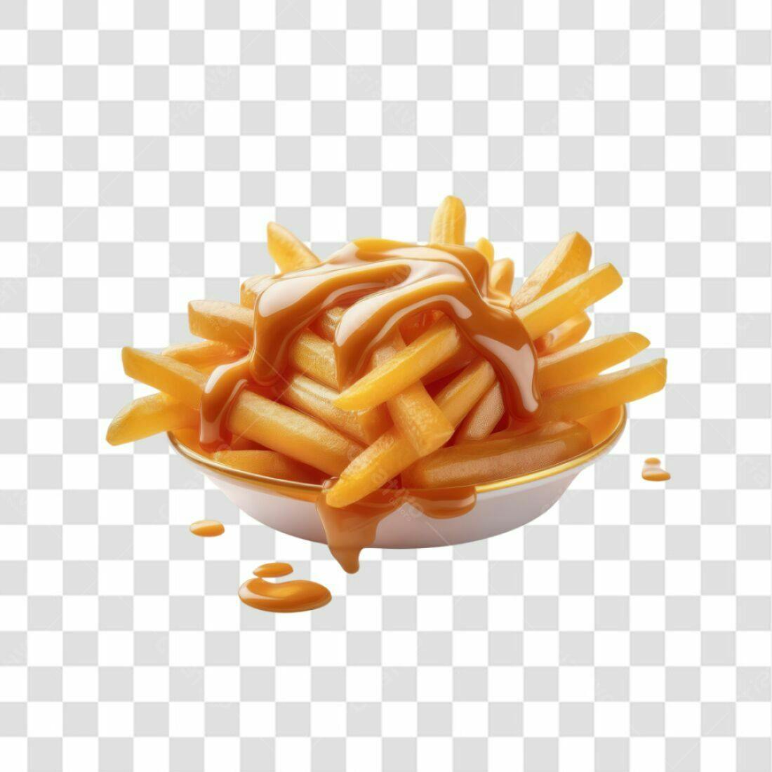 Imagem Batata Frita com Molho Caramelo PNG com fundo transparente