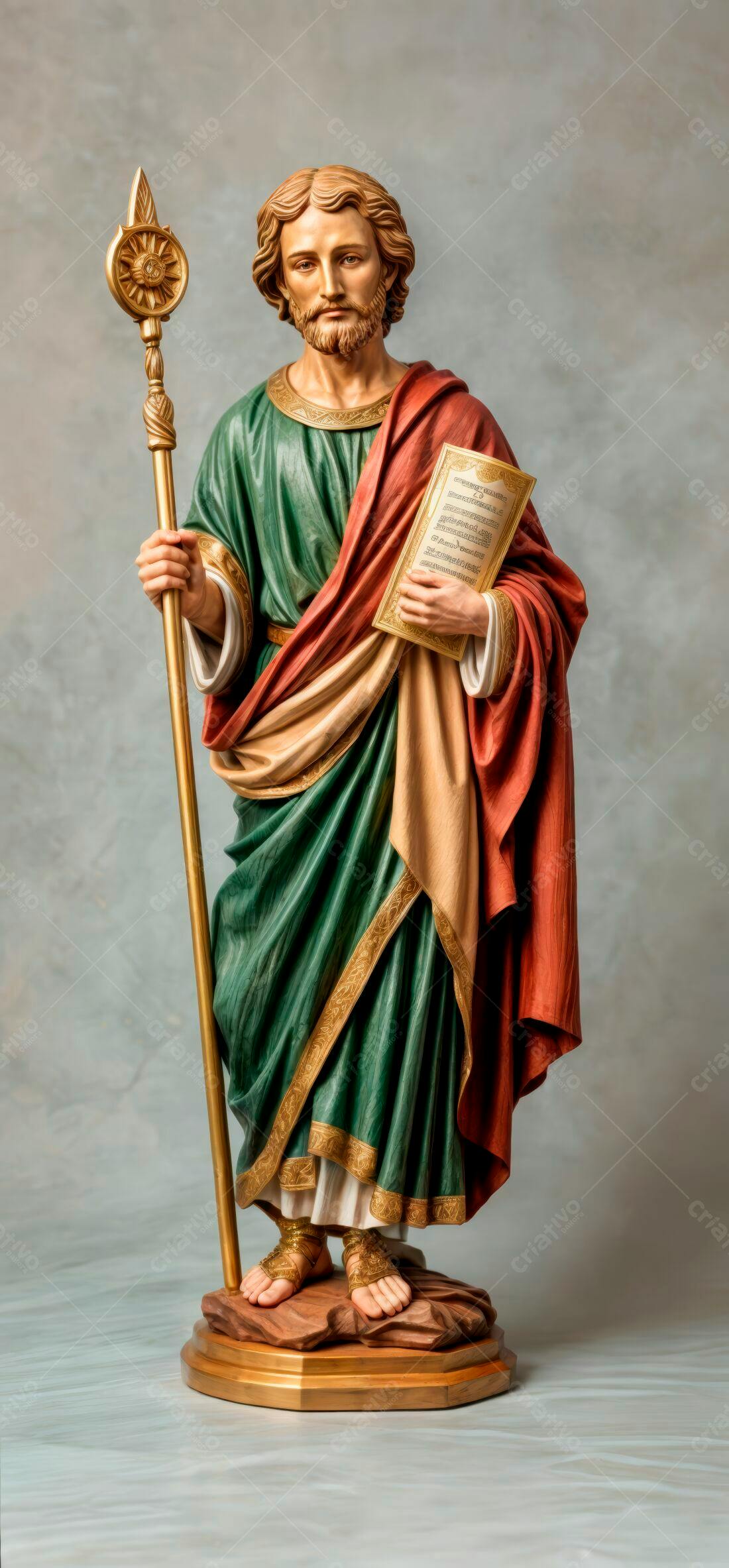 Estátua de São João Evangelista em madeira