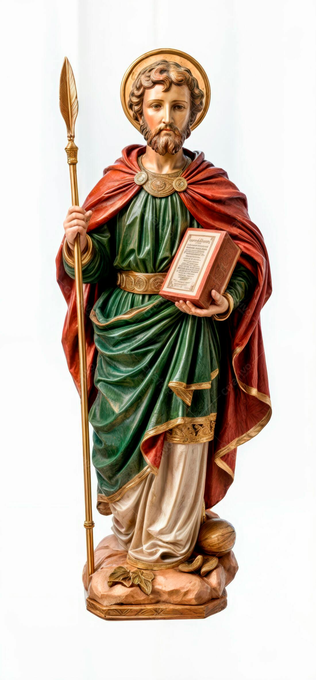 Estátua de São Mateus verde e vermelho