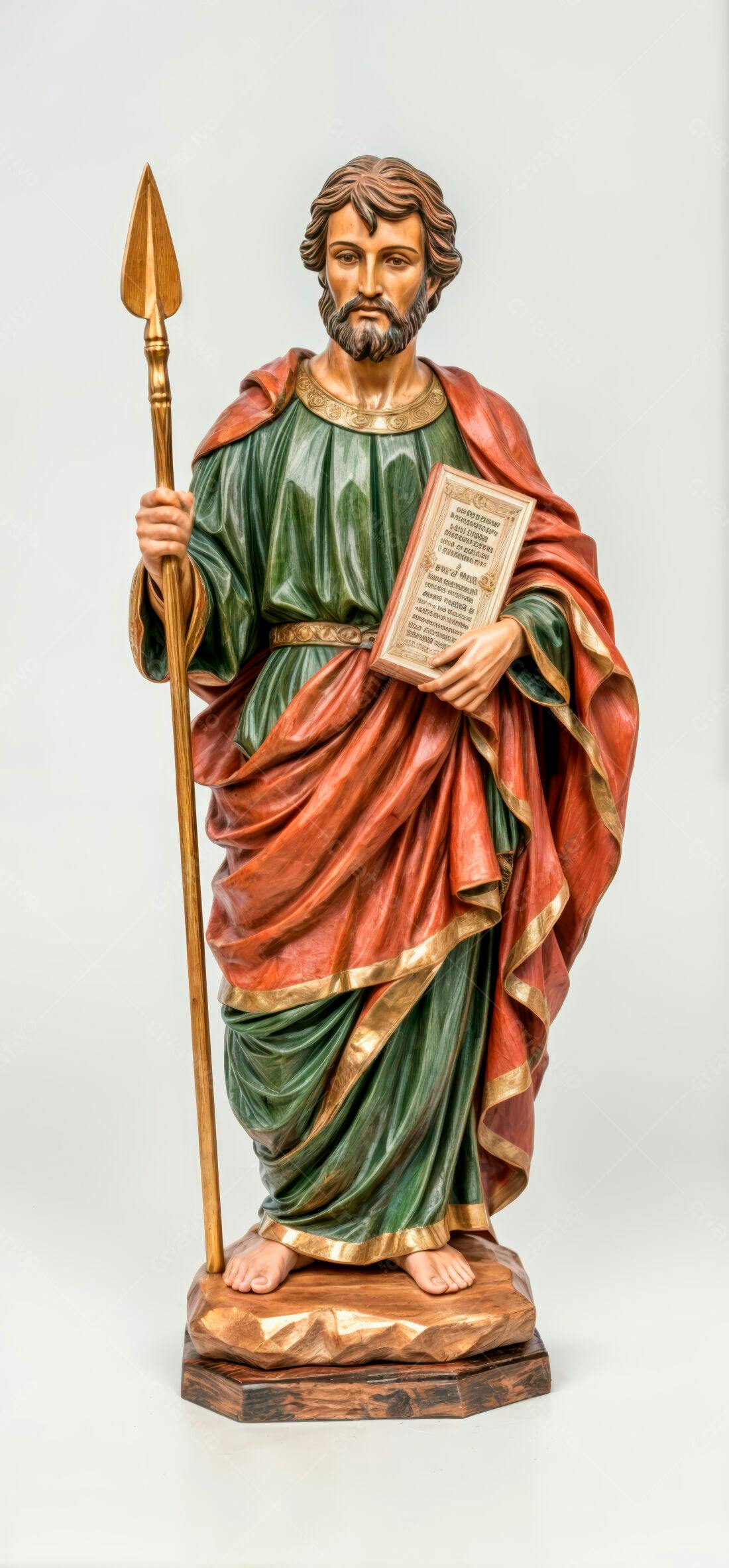Estátua de São Mateus verde e vermelho