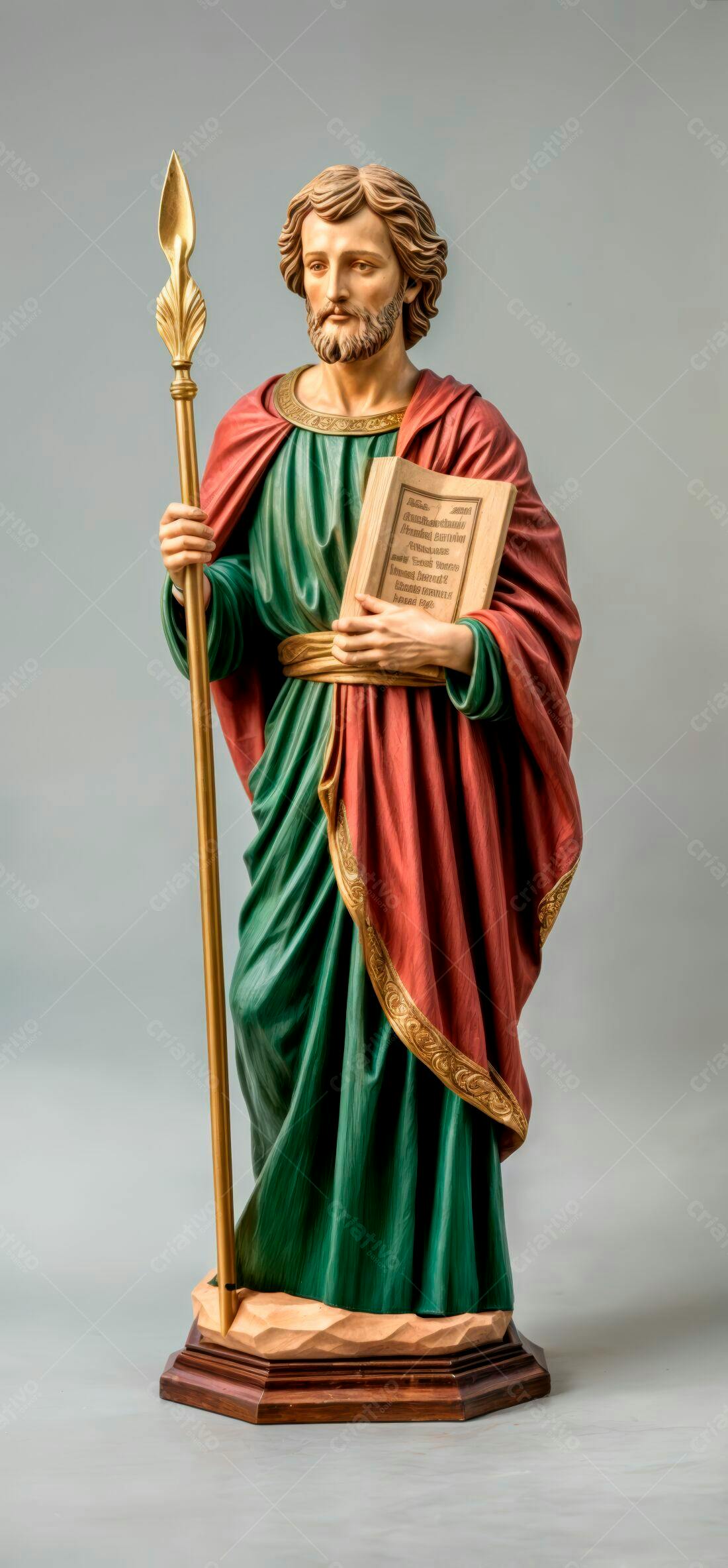 Estátua de São Mateus verde e vermelho