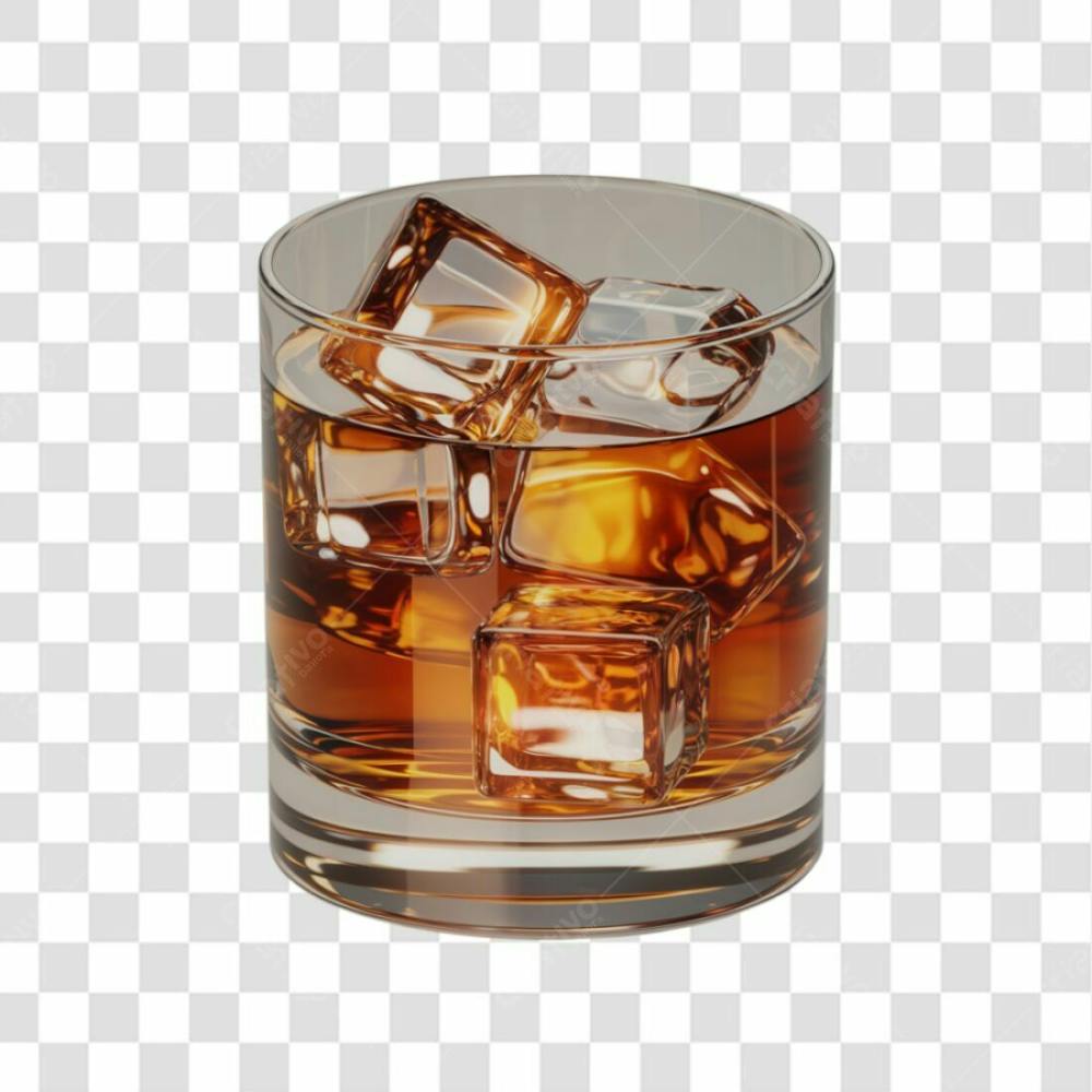 3D Render Copo De Whisky Drink Bebida Elemento Ícone Psd Png