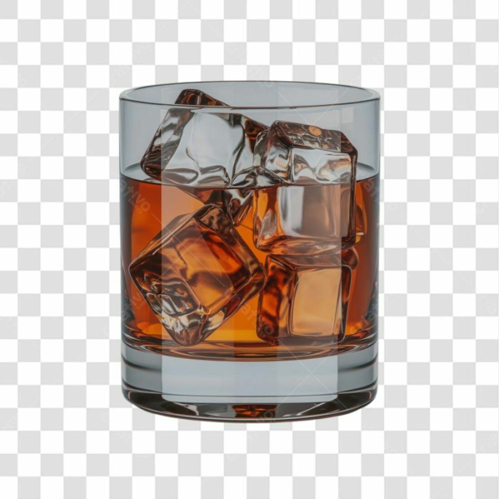 3D Render Copo De Whisky Drink Bebida Elemento Ícone Psd Png