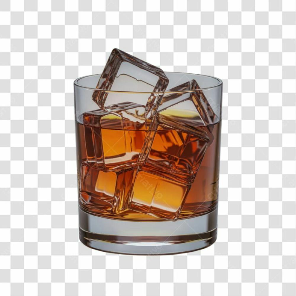 3D Render Copo De Whisky Drink Bebida Elemento Ícone Psd Png