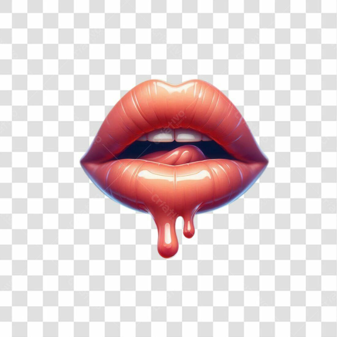Icone sensual boca com gloss PNG com fundo transparente