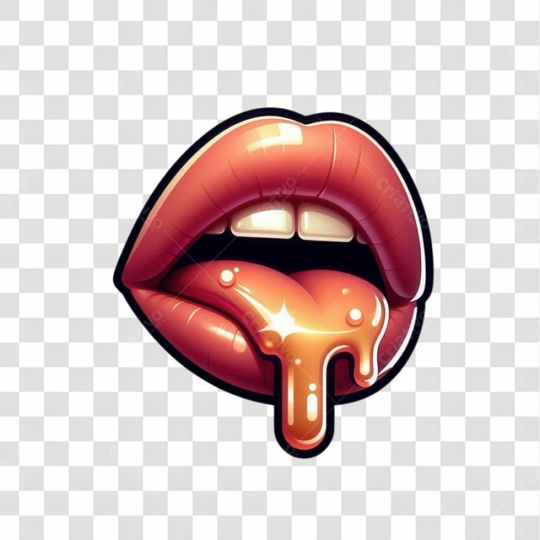 Icone sensual boca com gloss PNG com fundo transparente