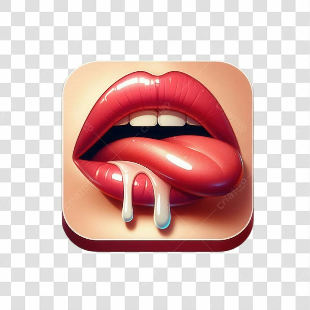 3D Render Boca Lingua Leite Elemento Ícone Psd Png