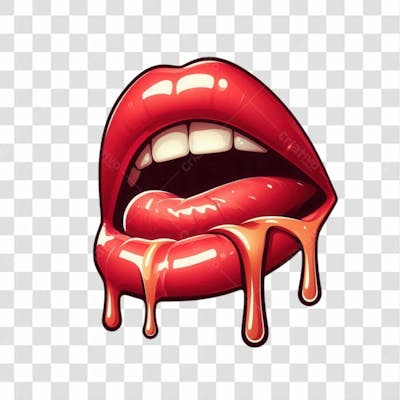 3D Render Boca Lingua Leite Elemento Ícone Psd Png