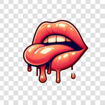 3D Render Boca Lingua Leite Elemento Ícone Psd Png