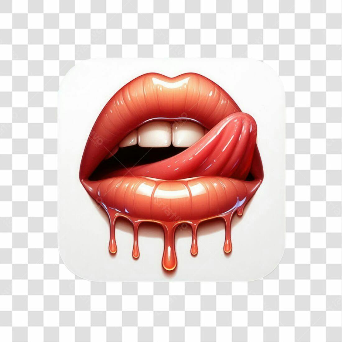 Icone sensual boca com gloss PNG com fundo transparente
