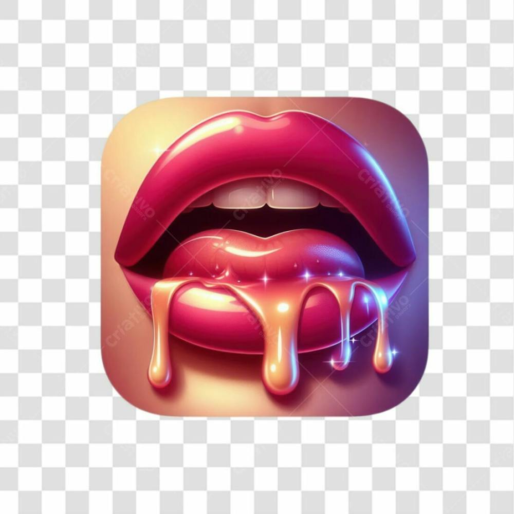 3D Render Boca Lingua Leite Elemento Ícone Psd Png
