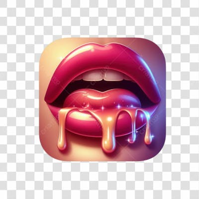 3D Render Boca Lingua Leite Elemento Ícone Psd Png