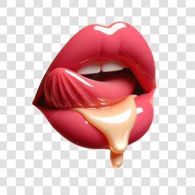 3D Render Boca Lingua Leite Elemento Ícone Psd Png