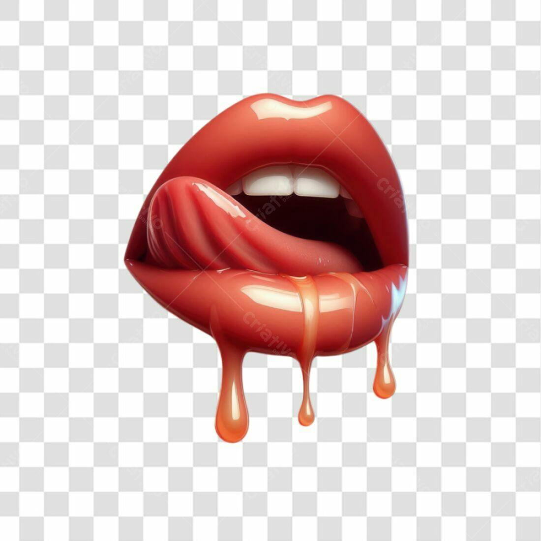 Icone sensual boca com gloss PNG com fundo transparente