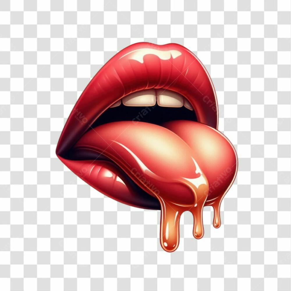 3D Render Boca Lingua Leite Elemento Ícone Psd Png