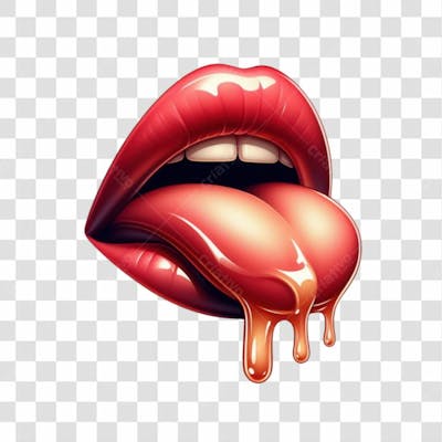 3D Render Boca Lingua Leite Elemento Ícone Psd Png
