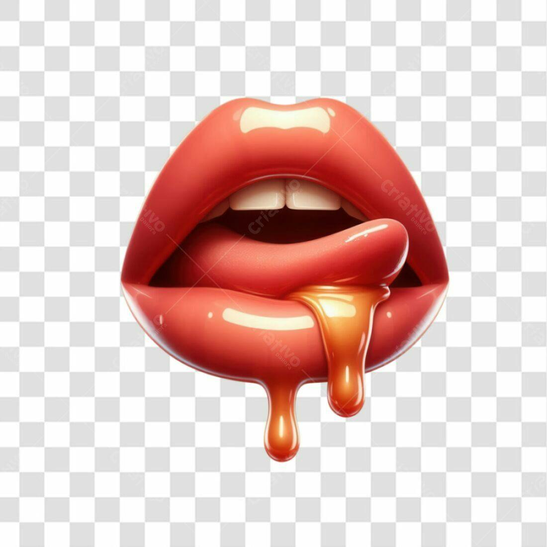 Icone sensual lábios com mel PNG com fundo transparente