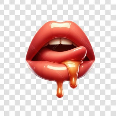 3D Render Boca Lingua Leite Elemento Ícone Psd Png