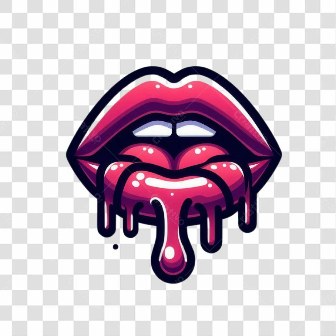 Icone sensual boca com gloss PNG com fundo transparente