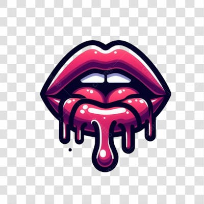 3D Render Boca Lingua Leite Elemento Ícone Psd Png