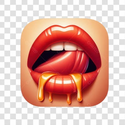 3D Render Boca Lingua Leite Elemento Ícone Psd Png