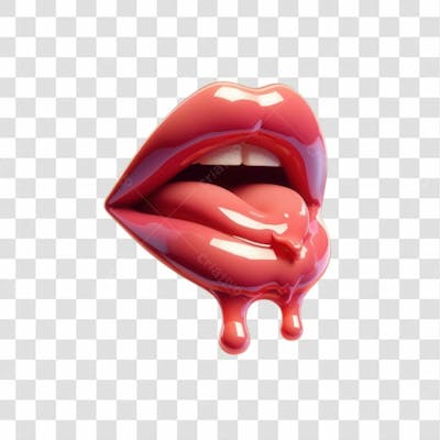3D Render Boca Lingua Leite Elemento Ícone Psd Png
