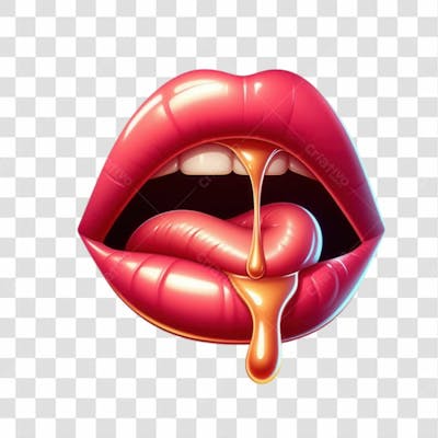 3D Render Boca Lingua Leite Elemento Ícone Psd Png