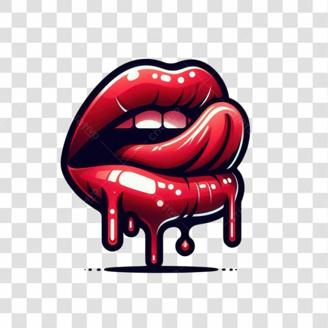 Icone sensual lábios vermelhos PNG com fundo transparente