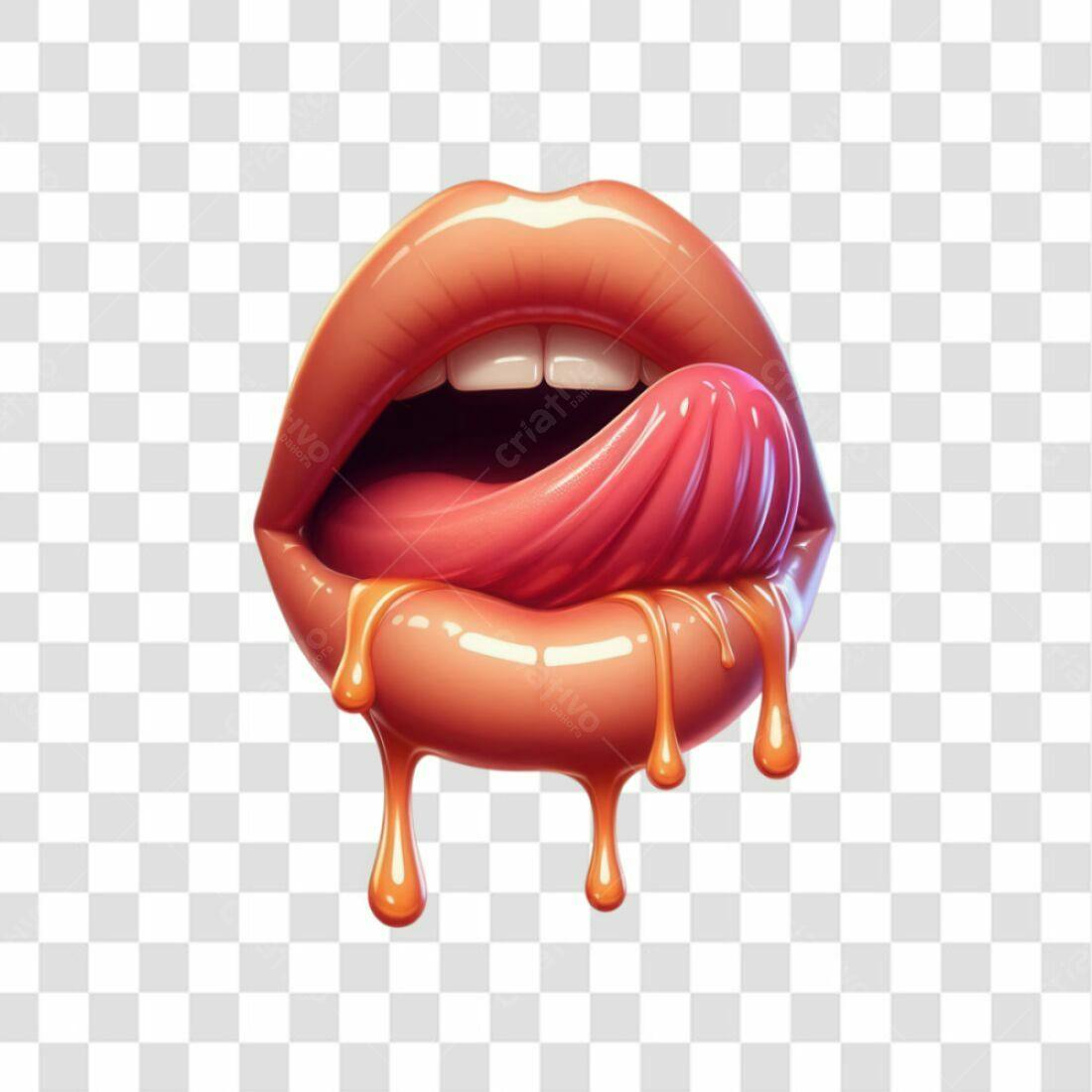 Icone sensual boca com mel PNG com fundo transparente