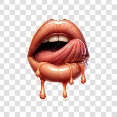 3D Render Boca Lingua Leite Elemento Ícone Psd Png