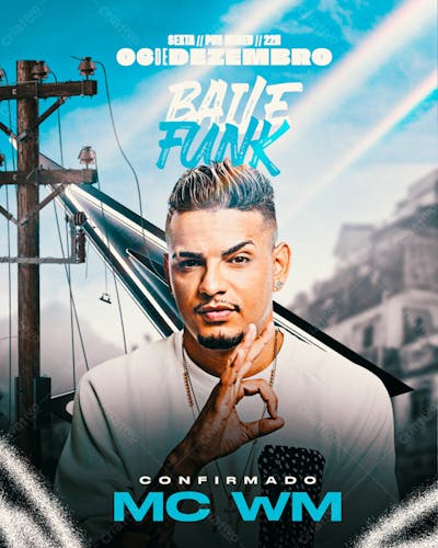 Flyer Evento Baile Funk Mc Wm Feed Psd Editável