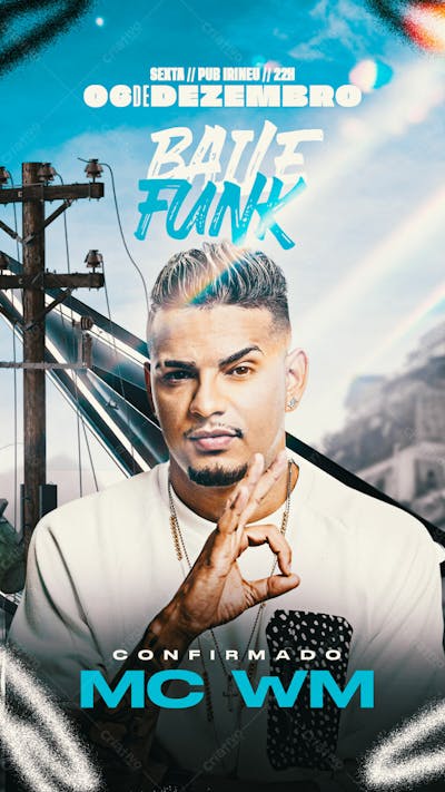 Flyer Evento Baile Funk Mc Wm Story Psd Editável