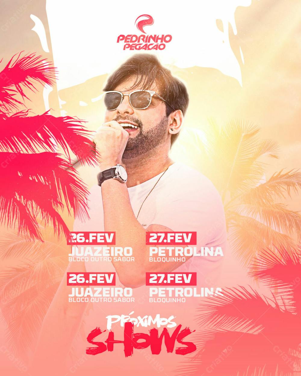 Flyer Agenda De Shows Pedrinho Pegação Feed Psd Editável