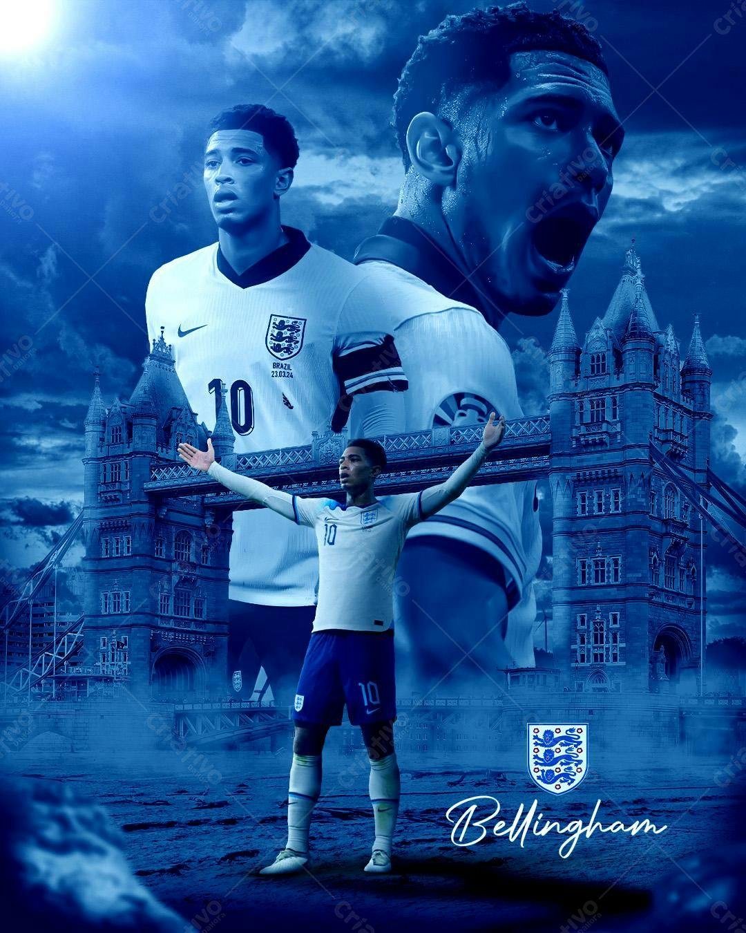 Poster Futebol Inglês Jude Bellingham PSD Editável