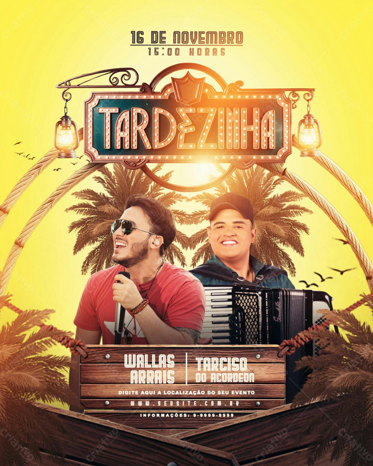 Flyer para Evento Musical Tardezinha PSD Editável