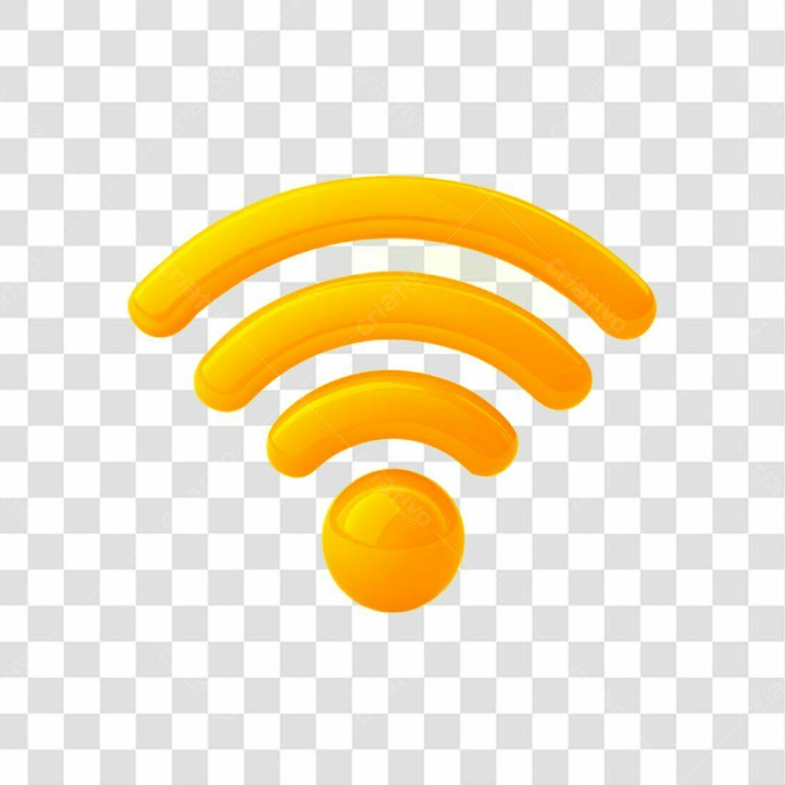 Icone Wifi Amarelo PNG com fundo transparente