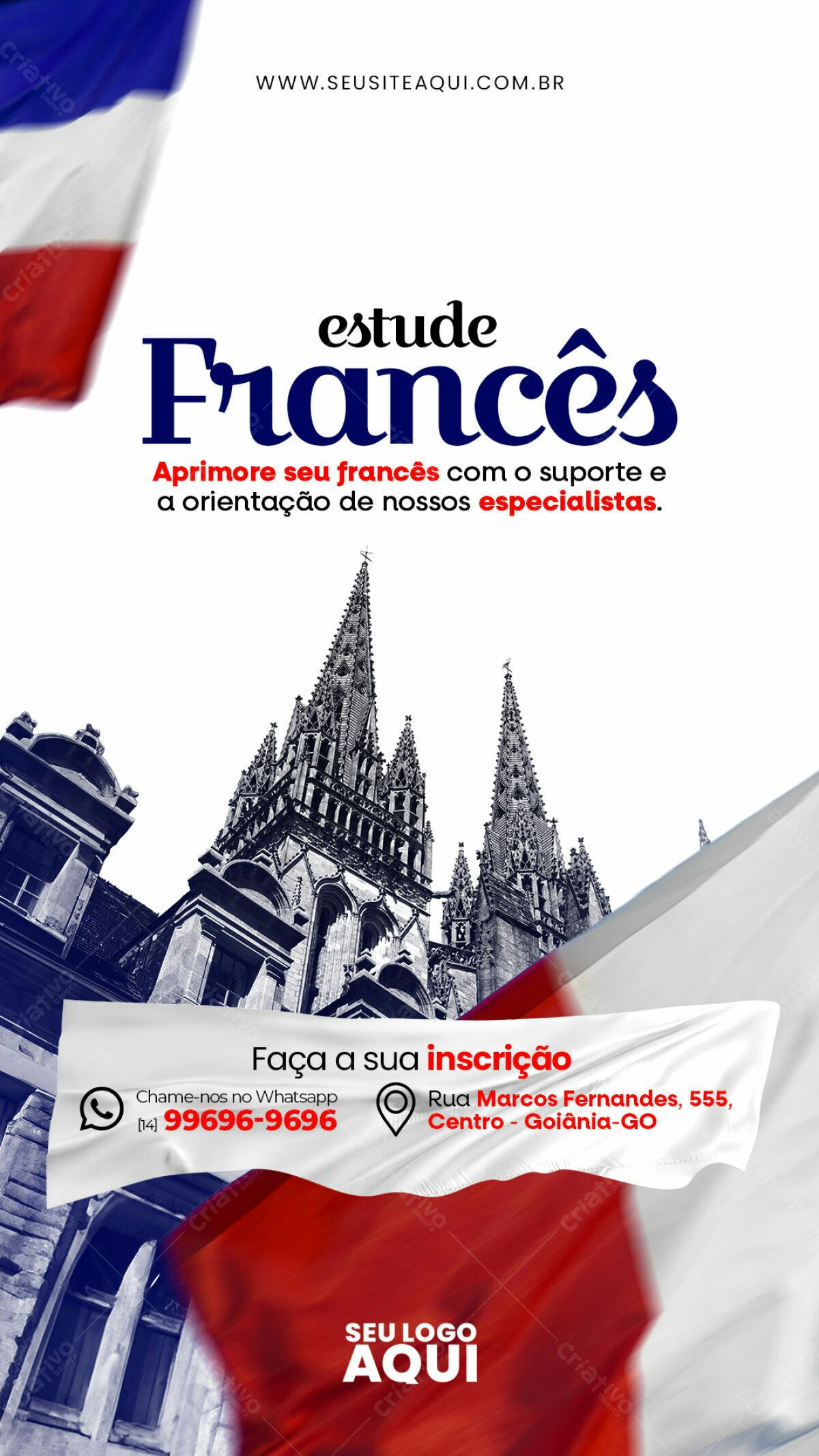 Flyer Curso de Francês PSD Editável