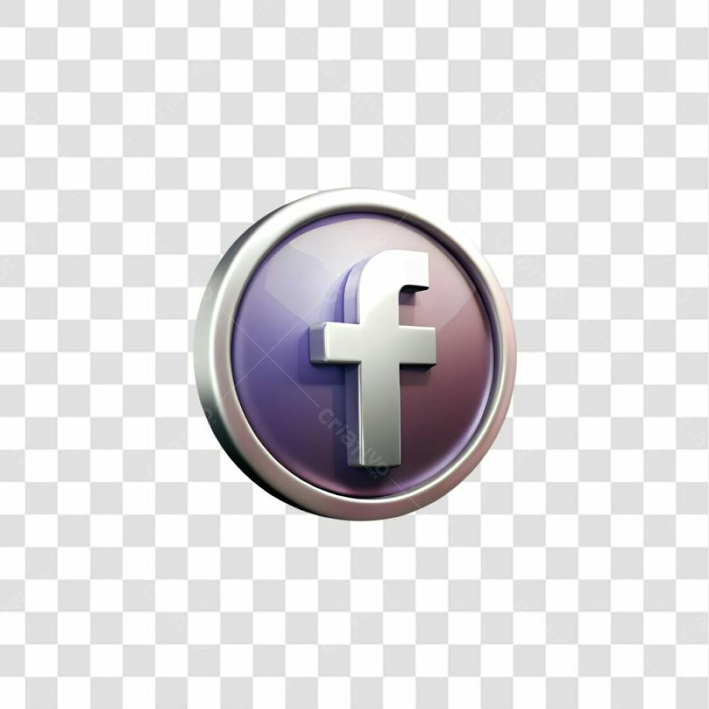 Ícone Metálico Facebook Elemento 3D Png Ia