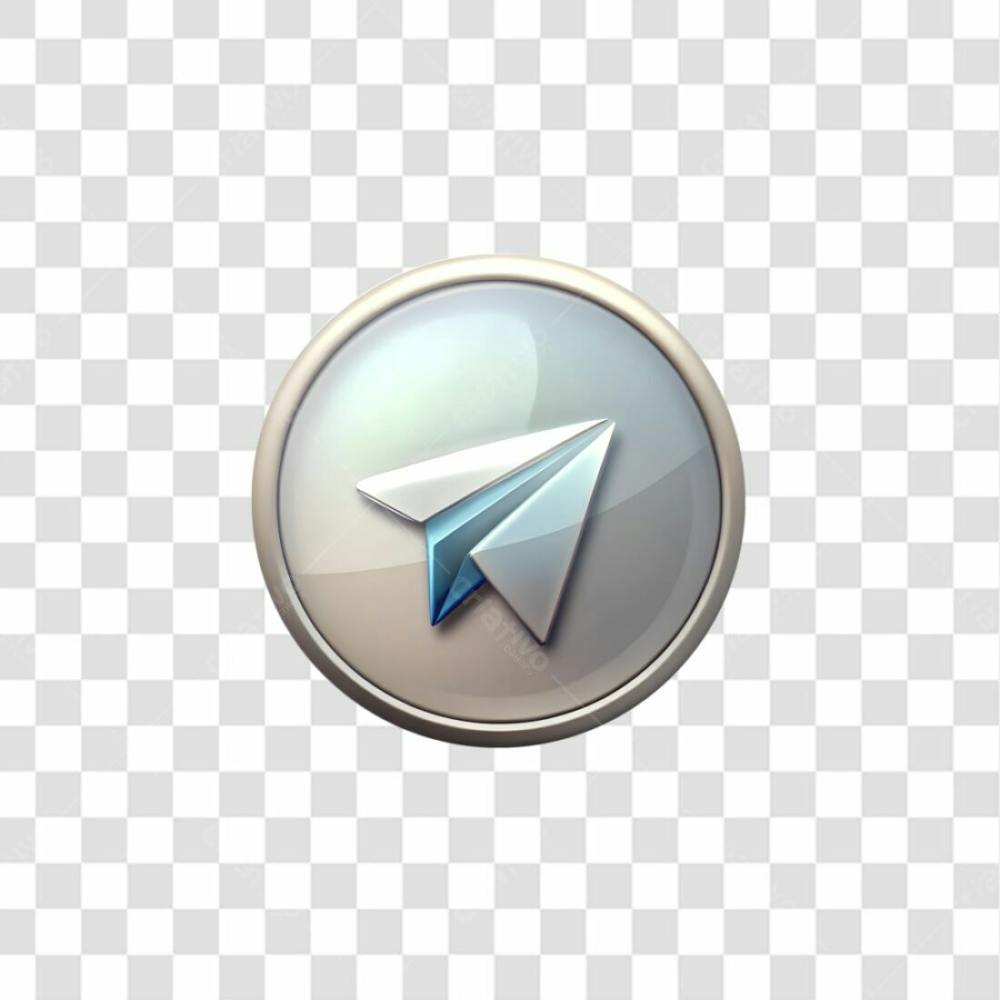 Ícone Metálico Telegram Elemento 3D Png Ia