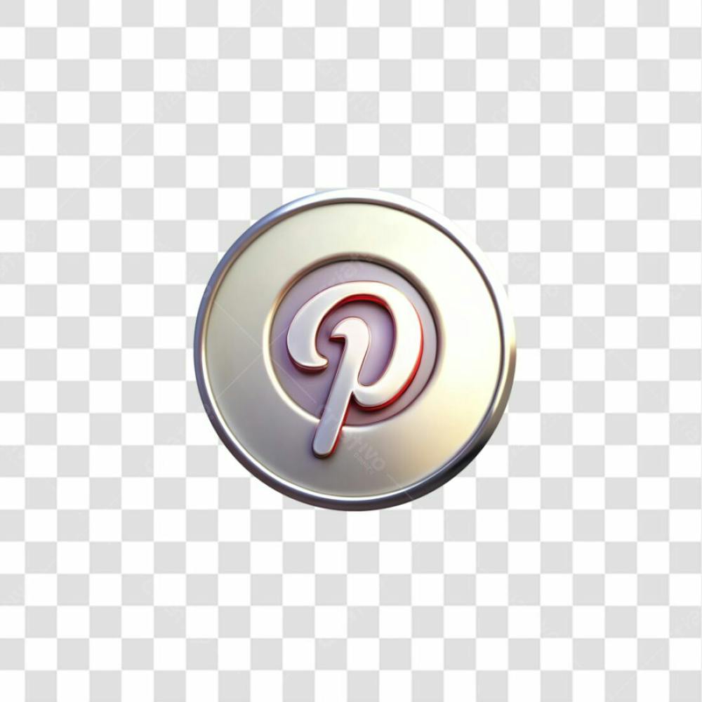 Ícone Metálico Pinterest Elemento 3D Png Ia